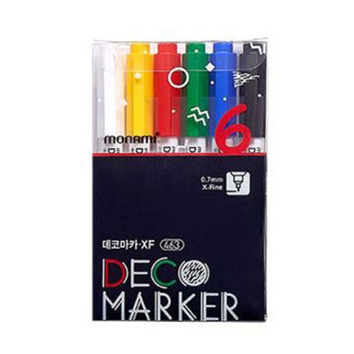 모나미 데코 마카 XF 463 0.7mm 6색세트 컬러링 장식 마카펜 데코