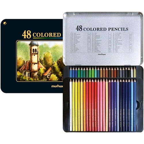 문화 넥스프로 48색 색연필 고급 틴케이스 전문가용