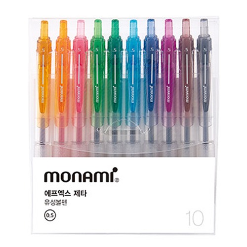 모나미 FX ZETA 10색 세트 볼펜 0.5mm 컬러 유성볼펜