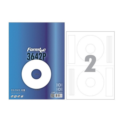 폼텍 IJ-3642P CD DVD 잉크젯 라벨 2칸 CD DVD라벨 라벨지 100매