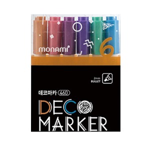 모나미 데코 마카 460 2.0mm 메탈 6색세트 컬러링 장식 마카펜 데코