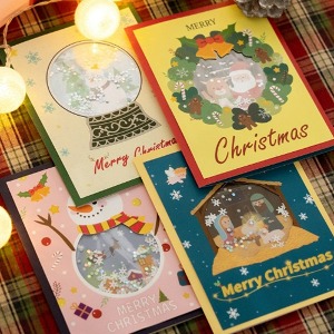 MHS 크리스마스 스노우볼 카드 만들기 겨울 성탄절 편지지 눈사람 리스