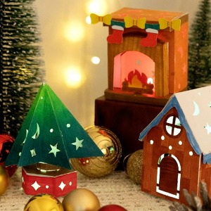 MHS 크리스마스 종이 무드등 LED 점멸등 성탄절 장식 DIY 집 벽난로 트리