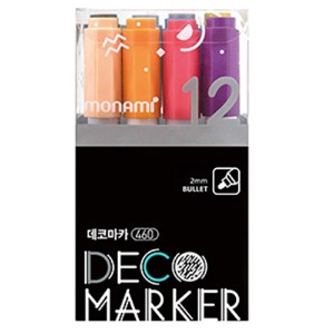 모나미 데코 마카 460 2.0mm 12색 B세트 컬러링 장식 마카펜 데코